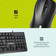 styletech MK100 Wired Keyboard and Mouse Bundle - Black, Compatible with PC