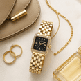 thumbnail image 5 of ELLEN TRACY Women’s Gold Bracelet Watch – Black Square Dial with Faceted Crystals, 5 of 8