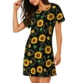 thumbnail image 2 of Naloa Sunflowers3 Print Women Nightgowns,Womens Loungewear,Short Sleeve Sleepwear,Comfy Ladies Nightdress, 2 of 6