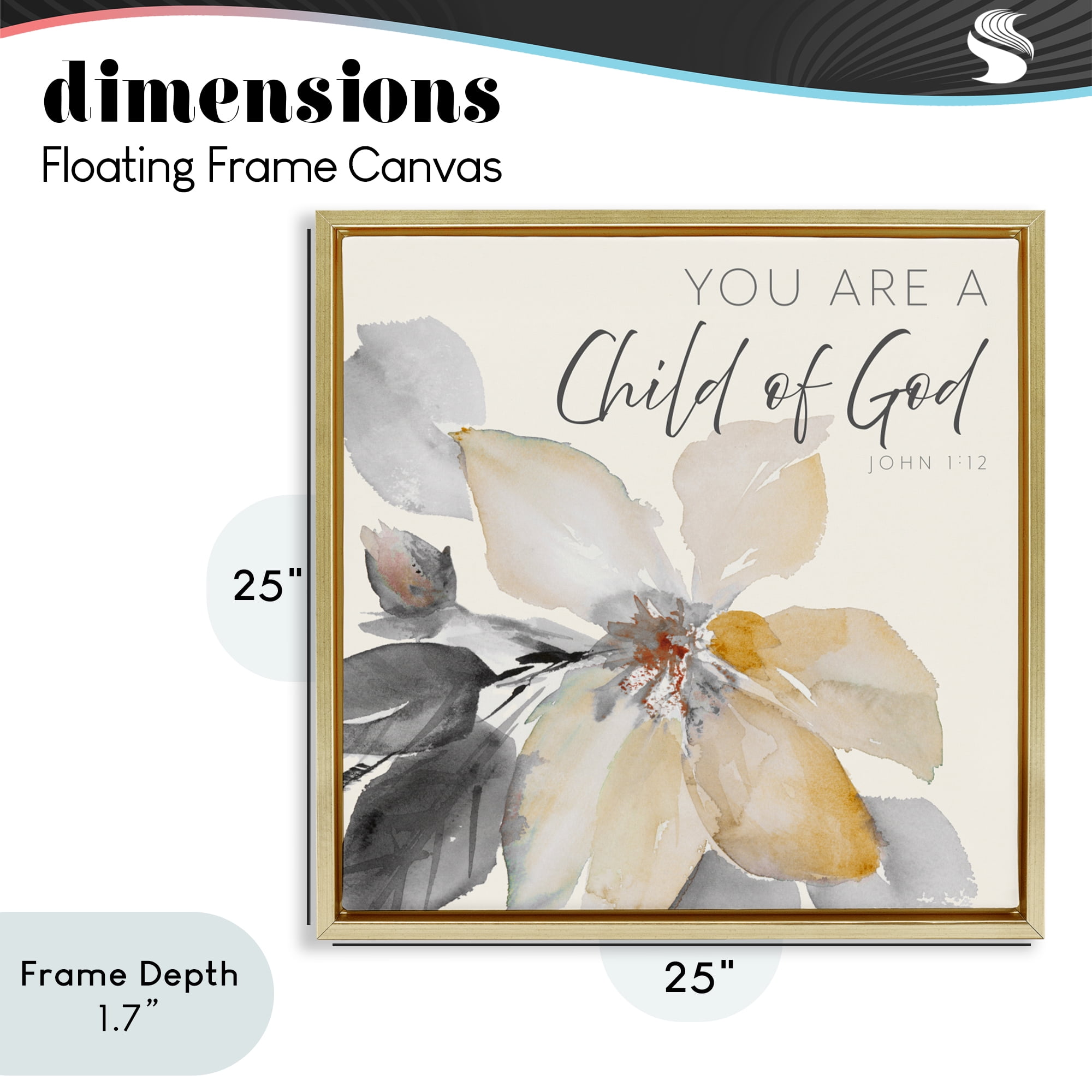 Stupell Industries Child Of God Flower Gold Framed Floater Canvas Wall Art, design by Lanie Loreth