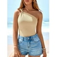 thumbnail image 3 of PRETTYGARDEN One Shoulder Going Out Tops for Women Summer Trendy Sleeveless Fitted Ribbed Shirts Spring Y2K Clothes, 3 of 10