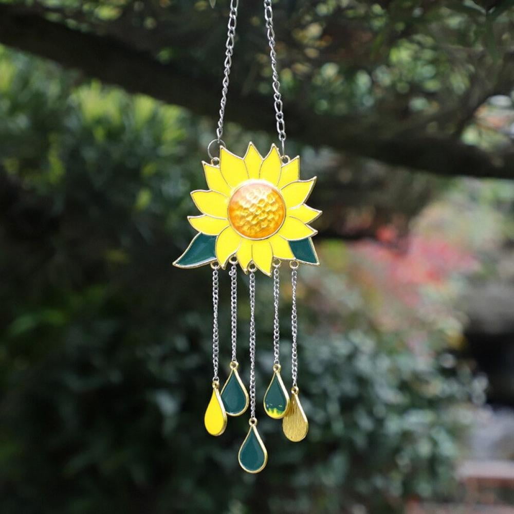 1pc Hangings Wind chime Sunflower Bat Stained Glass Panel with Chain Home Decor