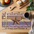 thumbnail image 2 of Western Texas Star Vintage Placemats Set of 6, Retro Farmhouse Purple Brown Wooden Placemats for Dining Table, Place Mats for Kitchen Tabletop, Waterproof Wipeable Dining Table Mats Set, 2 of 9