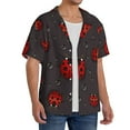 thumbnail image 2 of Kdxio Men'S Hawaiian Shirt For Men Short Sleeve Shirt Red Ladybugs On Dark Background Summer Casual Holiday Beach Button Down T-Shirts, 2 of 5