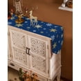 thumbnail image 5 of Table Runner Dresser Scarves Christmas Gold White Snowflake Cotton Linen Burlap Table Cover Winter Snow Texture on Blue Table Runners for Family Kitchen Dining Holiday Party Banquet Decor, 5 of 5