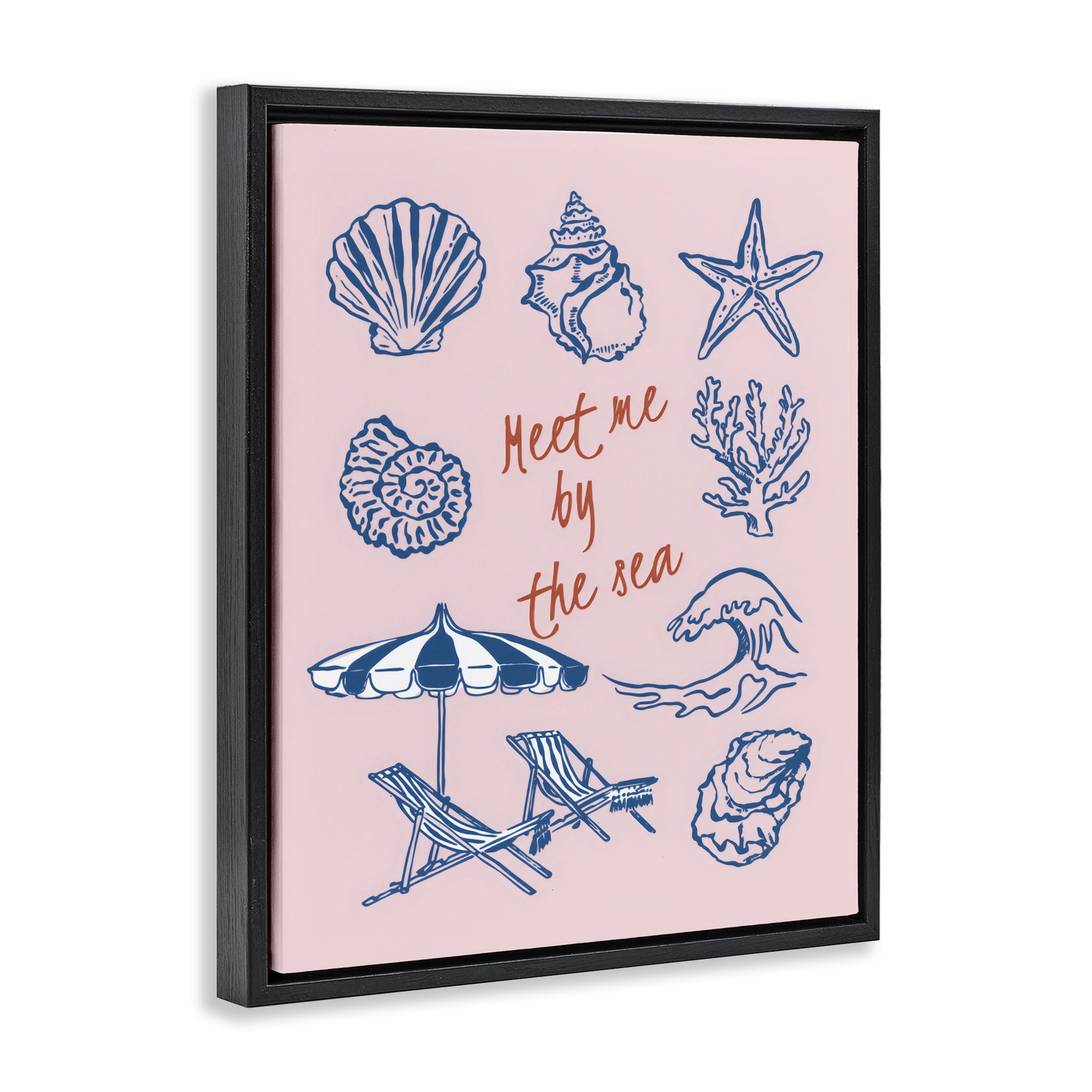 Stupell Industries Meet Me By The Sea Black Framed Floater Canvas Wall Art, design by The Prints Vibe