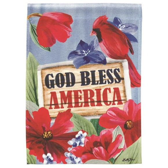 Magnolia Gardens M080145 13 x 18 in. God Bless America Redbird Printed Garden Flag