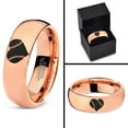 thumbnail image 4 of Tungsten Heart Shaped Baseball Ball Band Ring 7mm Men Women Comfort Fit 18k Rose Gold Dome Polished, 4 of 4