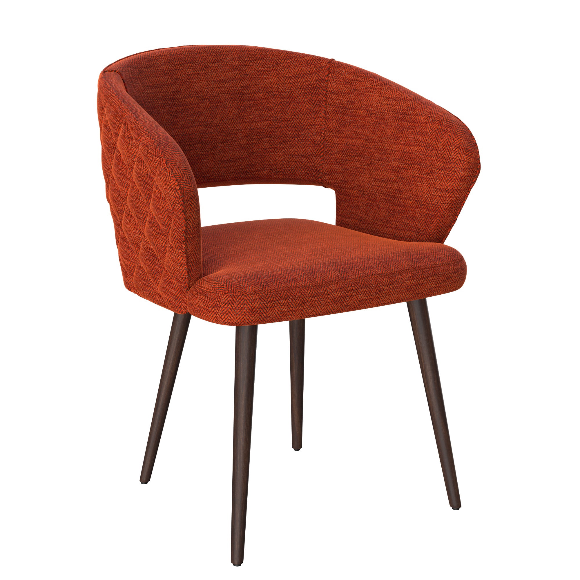 Ottomanson Palermos Mid Century Modern Easy Assembled Kitchen Dining Chair, Orange, Set of 2