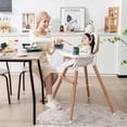 thumbnail image 2 of Costway Baby High Chair Wooden Feeding Chair with 4-Gear Tray & Removable Cushion Beige, 2 of 9