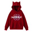 thumbnail image 4 of Pop cazadora para niña Demon Hunters Women's Fashion Cat-Ear Crop Top Hooded Sweatshirt （Red）, 4 of 4