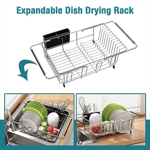 Dish Drying Rack in Sink Expandable Stainless Steel Dish Drainers for Kitchen Counter Dish Dryer Rack for Inside Sink
