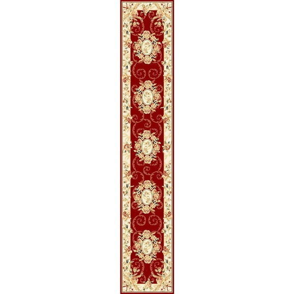 SAFAVIEH Lyndhurst Regina Traditional Bordered Runner Rug, Red/Ivory, 2'3" x 12'