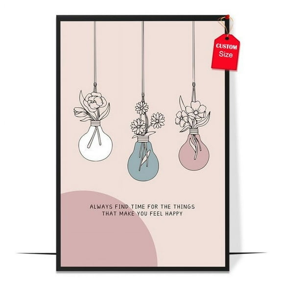 LOLUIS Find Time for Happiness Poster, Mental Health Quote Poster, Positive Inspirational Quote Wall Art Decor (Unframed 11"x17")