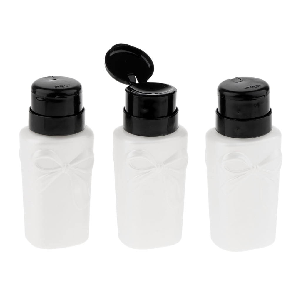 3pcs 230ml Nail Polish Remover Bottle Lockable Plastic White, 230ml