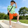 thumbnail image 5 of Dailycode Small Short Sleeve Button Down Shirts Green White Gingham Casual Shirt 3-10 Years, 5 of 9