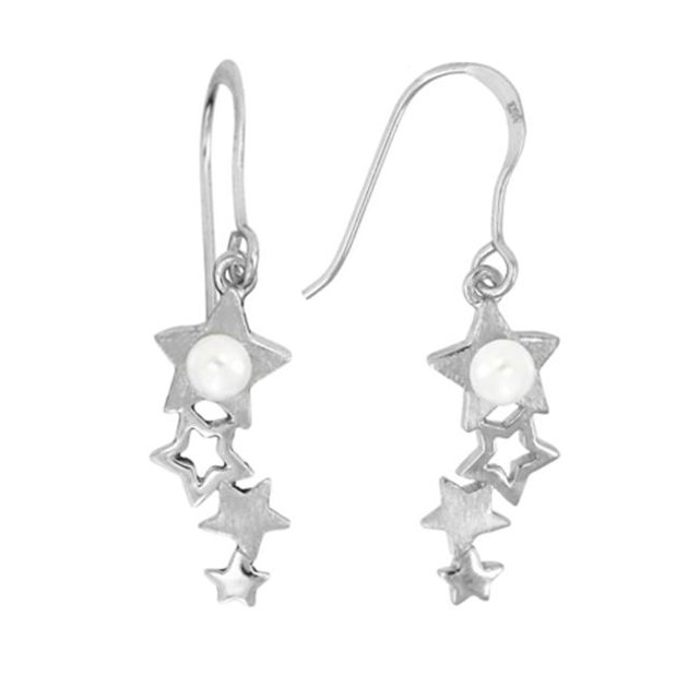 Boucles d'Oreilles Étoiles - Or Blanc Argent 925