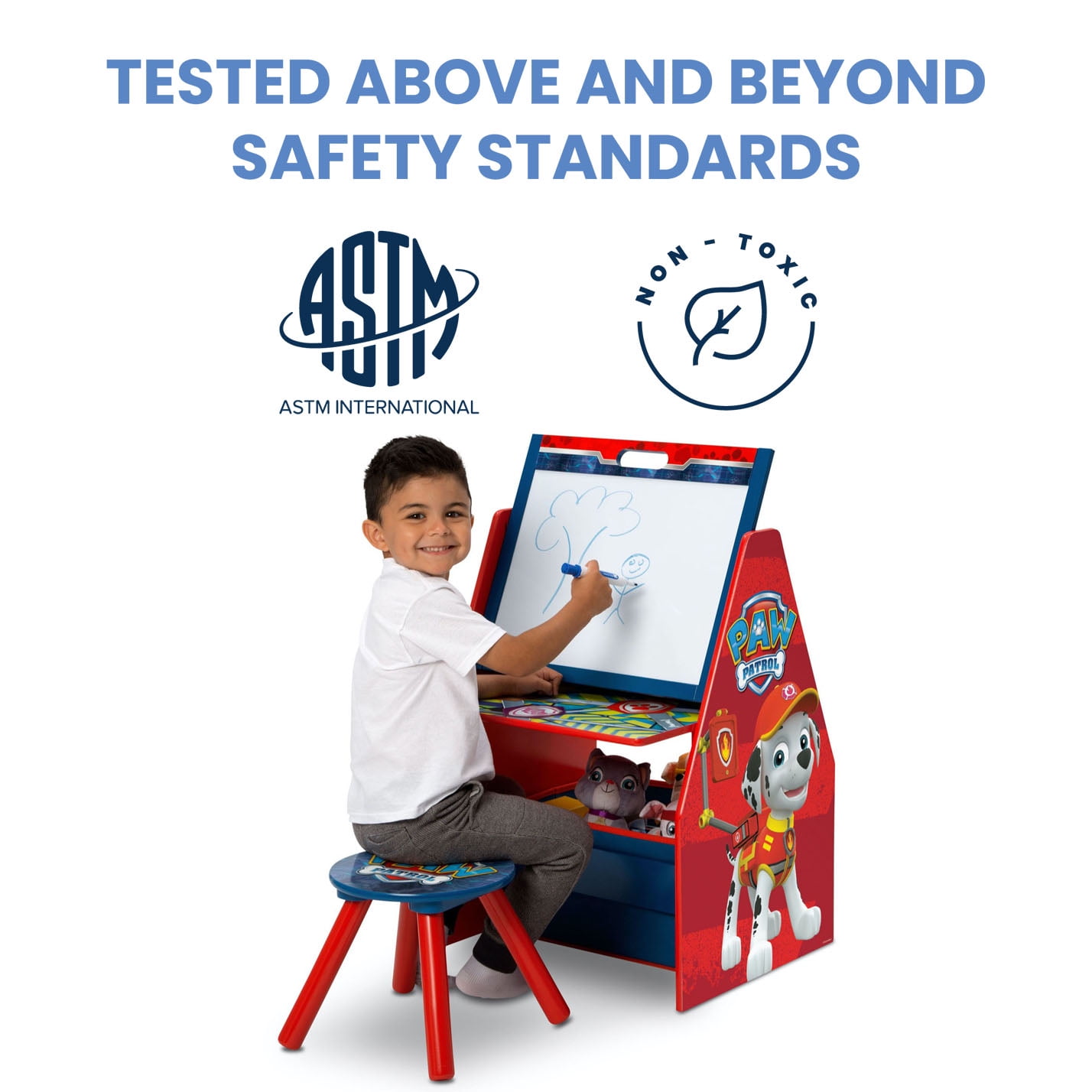 Nick Jr. PAW Patrol Deluxe Kids Art Table, Easel, Desk, Stool & Toy Organizer by Delta Children