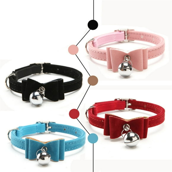 Fiudx Collar para Mascotas, Diseño de Terciopelo Rosa, Lazo Multicolor, Hebilla de Acero Ajustable, Ajuste Cómodo, para Razas Pequeñas, Accesorio para Gatos, Gatitos y Cachorros, Paquete de 1 Pieza