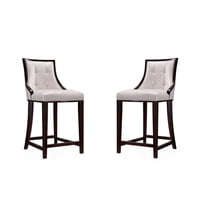 Manhattan Comfort Fifth 26" Faux Leather Counter Stool in White (Set of 2)