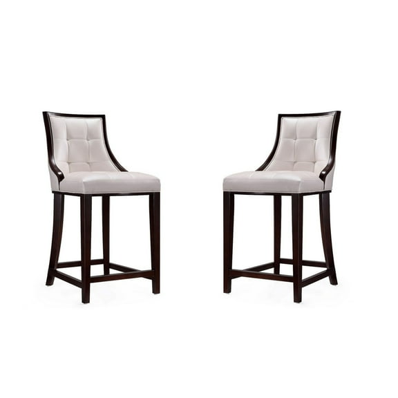 Manhattan Comfort Fifth 26" Faux Leather Counter Stool in White (Set of 2)