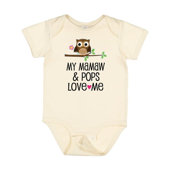 Inktastic Mamaw and Pops Love Me Grandchild Owl Girls Baby Bodysuit