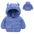 thumbnail image 1 of Winter Down Coats for Kids Baby Boys Girls Warm Puffer Padded Jacket Overcoat Zipper Ox Horn Hooded Infant Outerwear,1-6T, 1 of 11