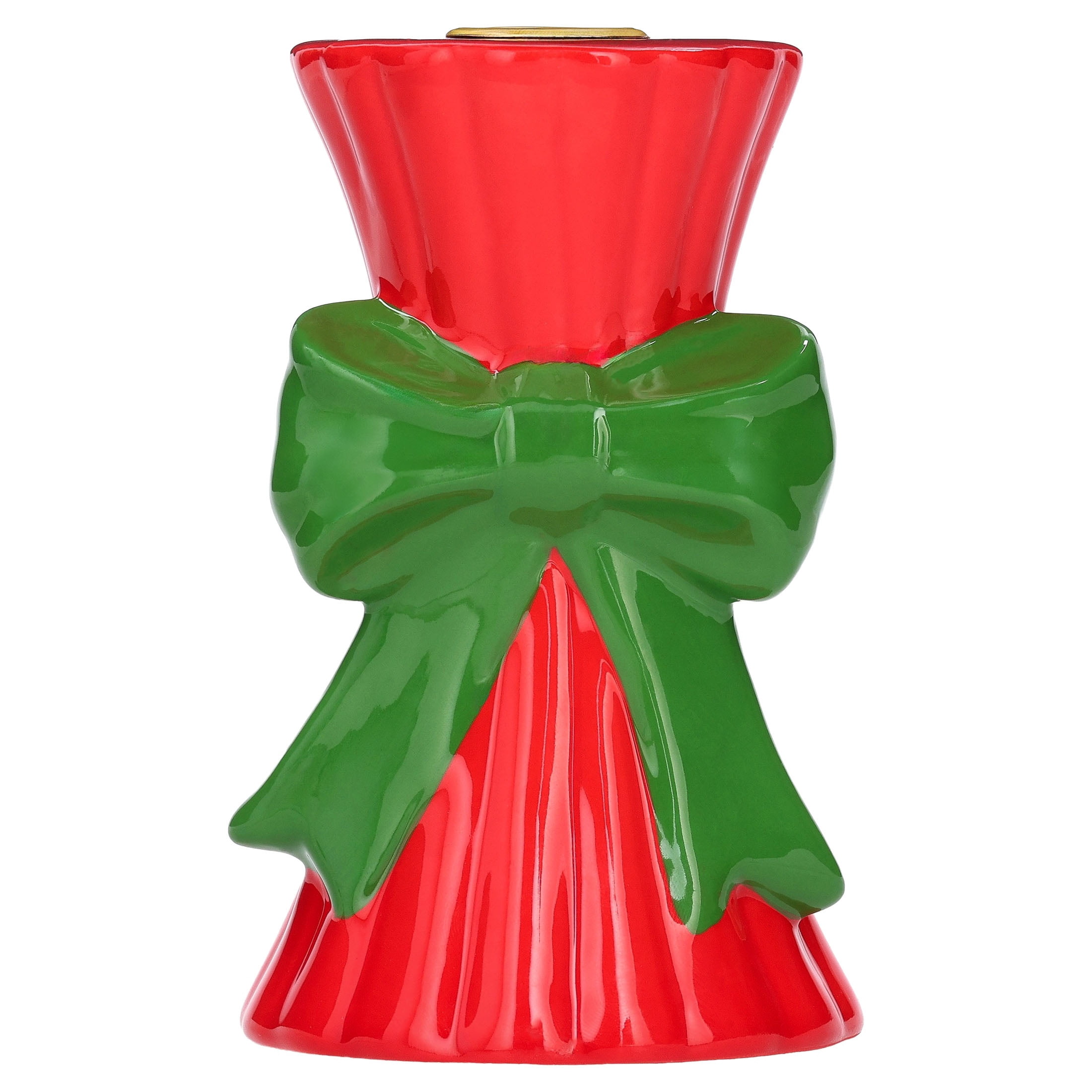 Red and Green Ceramic Christmas Taper Candle Holder, 5.5", by Holiday Time