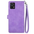 thumbnail image 6 of for Motorola Edge 30 Neo Case for Women, Wallet Case with Zipper Pocket Purse Flower Embossed PU Leather Card Slots Wrist Strap Flip Folio Protective Cover for Motorola Edge 30 Neo, Purple, 6 of 8