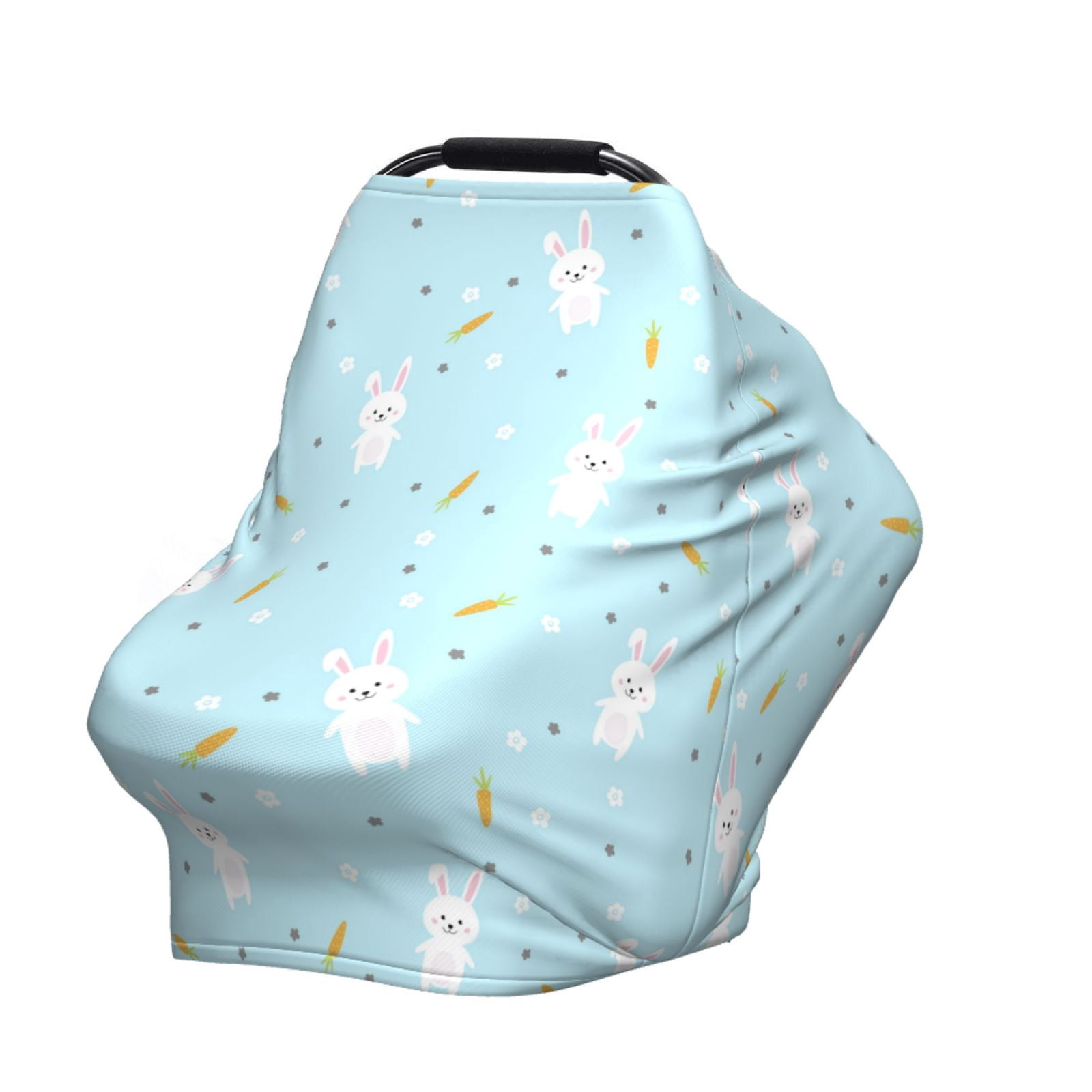 Fotbe Cute Bunny Pattern Car Seat Covers for Babies, Nursing Breastfeeding Cover Infant Carseat Canopy, Soft Stretchy Carrier Cover