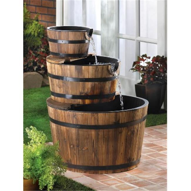 Zingz & Thingz 57070013 Rustic Look Whiskey Barrel Cascading Waterfall Fountain by Zingz & Thingz