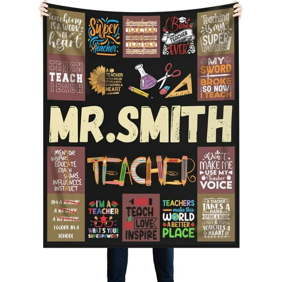 Teacher Gifts Blanket Custom Name Appreciation Teacher Birthday Teachers' Day Retirement Gift Idea Flannel Throw Personalized Blankets Decorations for Cozy for All Season for Home Decor