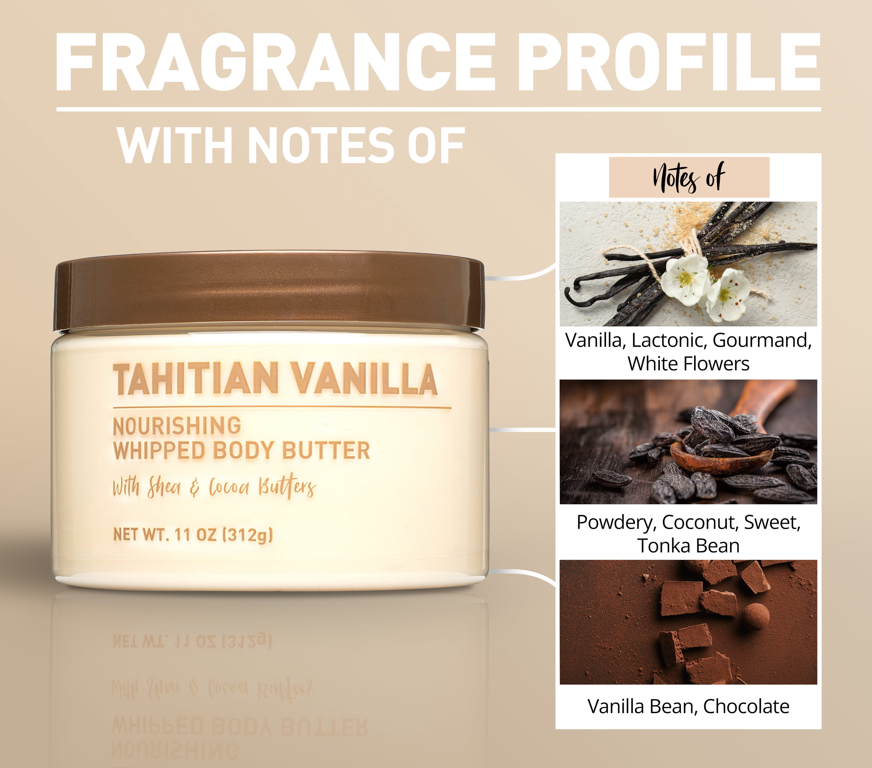 Nourishing Whipped Body Butter, Tahitian Vanilla, 11 oz