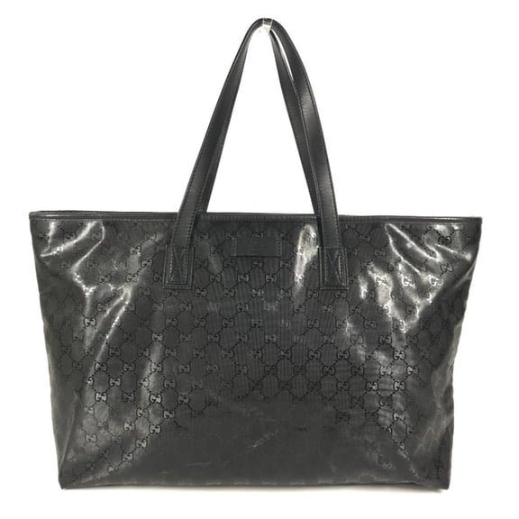 Pre-Owned GUCCI 211120 GG Imprime Shoulder Tote Bag, Black, Women's (Fair)