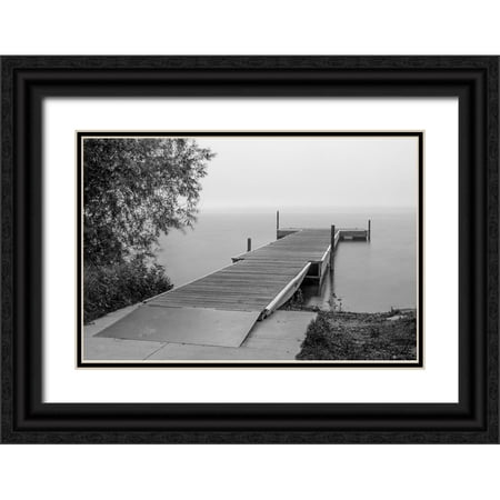 Hawkins, Peter 18x13 Black Ornate Wood Framed with Double Matting Museum Art Print Titled - USA-Minnesota-Bemidji-Dock on Lake Bemidji