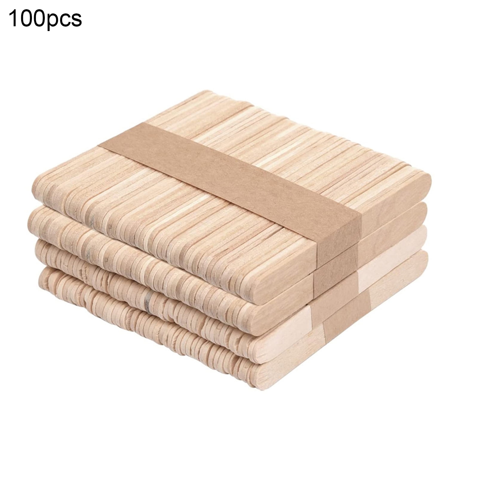 Trayknick Back School,100Pcs Ice Cream Sticks Food Grade Solid Construction  Wood Wooden Popsicle Sticks DIY Crafts Accessories for Home 