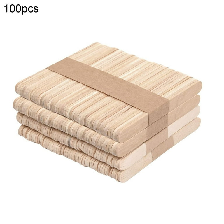 Papaba Ice Cream Sticks,100Pcs Ice Cream Sticks Food Grade Solid  Construction Wood Wooden Popsicle Sticks DIY Crafts Accessories for Home
