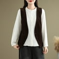 thumbnail image 3 of APEXFWDT Women's Waistcoat Corduroy V-Neck Vests Vintage Sleeveless One Button Dressy Casual Jacket Waistcoat for Women L,Coffee, 3 of 9