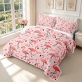 thumbnail image 3 of Erosebridal Lovely Flamingo Animals Quilt King,Kawaii Wildlife King Coverlet Set,Pink Red,3-Piece,1 Bedspread and 2 Pillowcases, 3 of 7