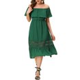 thumbnail image 2 of INSPIRE CHIC Women's Dress Flutter Sleeve Off The Shoulder Ruffle Lace Insert Maxi Dresses XL Dark Green, 2 of 7