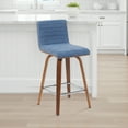 thumbnail image 2 of Vienna Modern Counter Height Swivel Bar Stool with Vintage Blue Upholstered Seat and Walnut Finished Wood Frame, 2 of 5
