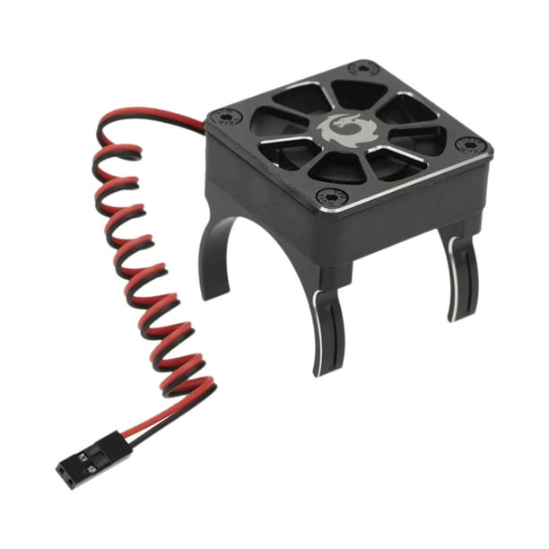 Ventilador de refrigeración con cubierta de disipador de calor para motor RC para camión de control remoto TRX4 SCXI10 540 550 negro