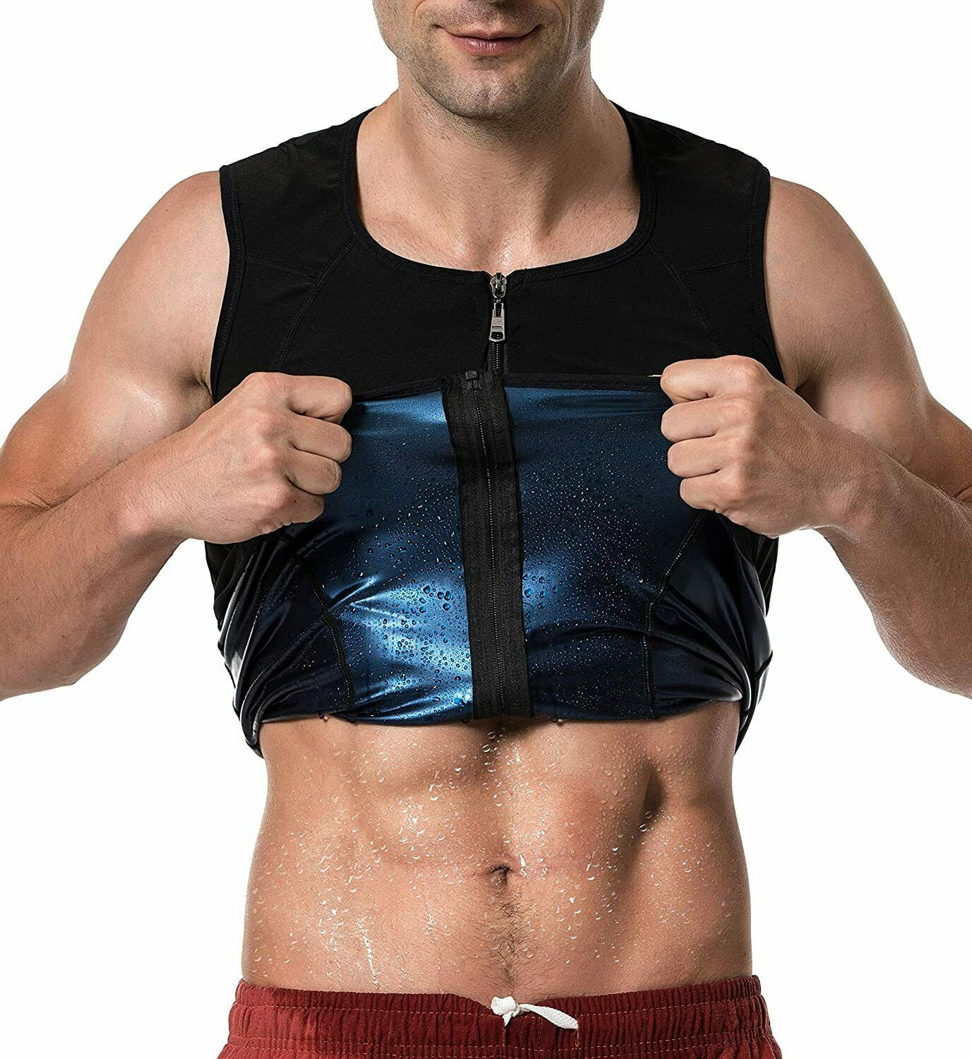 ZGHYBD Mens Heat Trapping Fitness Heat Trapping Sweat Enhancing Vest Compression Waist Slimming Top for Gym Fitness S Men 