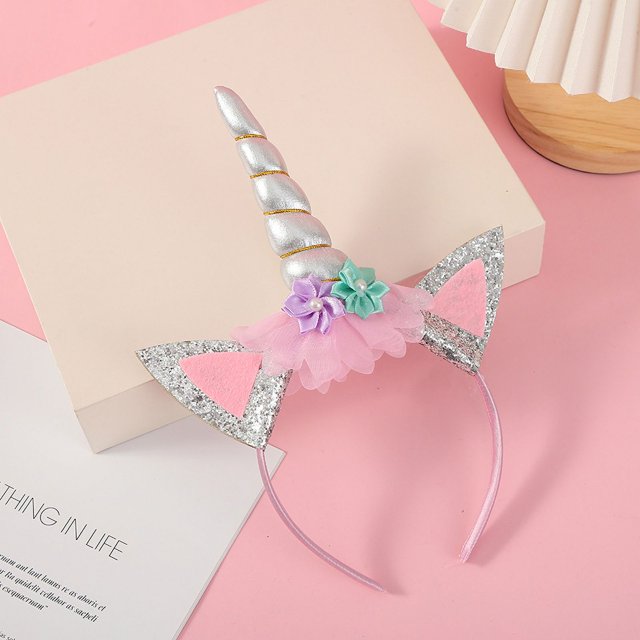 Divertida diadema de unicornio con orejas de viento, linda diadema de ensueño, horquilla de un cuerno de arcoíris, tocado de uso versátil, colores brillantes