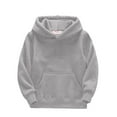thumbnail image 4 of RTKFRFLM Kids Basic Hoodie Solid Color Cotton Blend Hooded Pullover Sweatshirt Black 8-10 Years, 4 of 4
