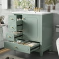 thumbnail image 3 of 30" Bathroom Vanity with Sink, Freestanding Vanity Cabinet with Door & 3 Drawers, Solid Wood Bathroom Cabinet, Space-Saving Design, for Bathroom, Light Green, 3 of 9