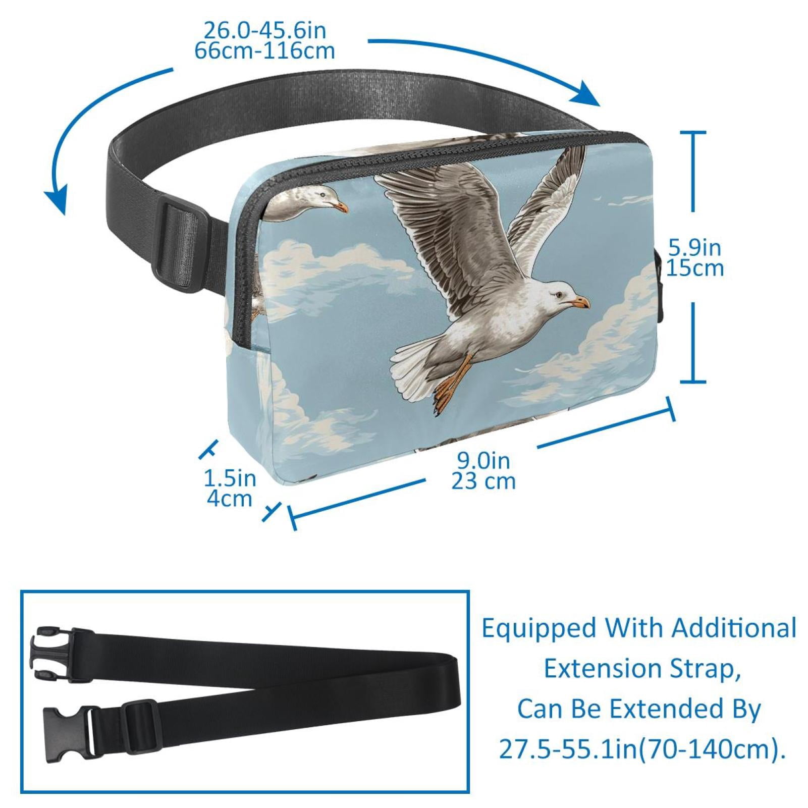 Seagull Lightweight Adjustable Waist Pack Fanny Pack Crossbody Bag with Extension Strap Unisex