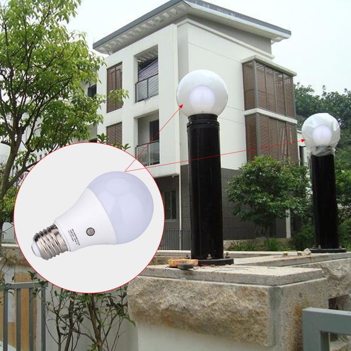 US 7W/9W E27 Auto Sensor LED Smart Switch Bulb Light Lamp Dusk to Dawn White 