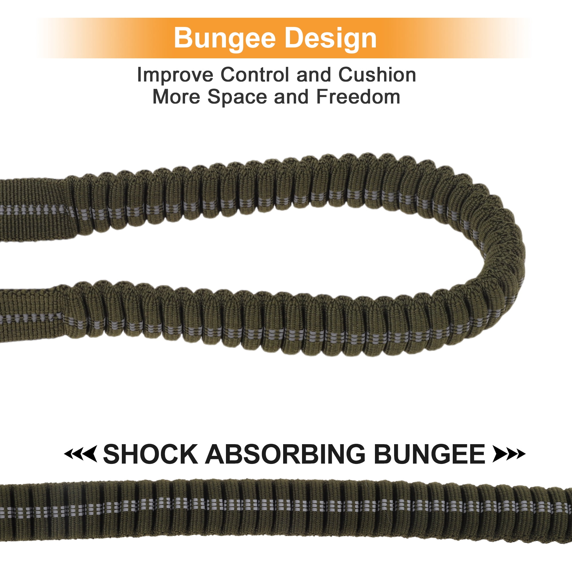Unique Bargains Dog Leash Absorbing Padded Handle Heavy Duty Reflective Green