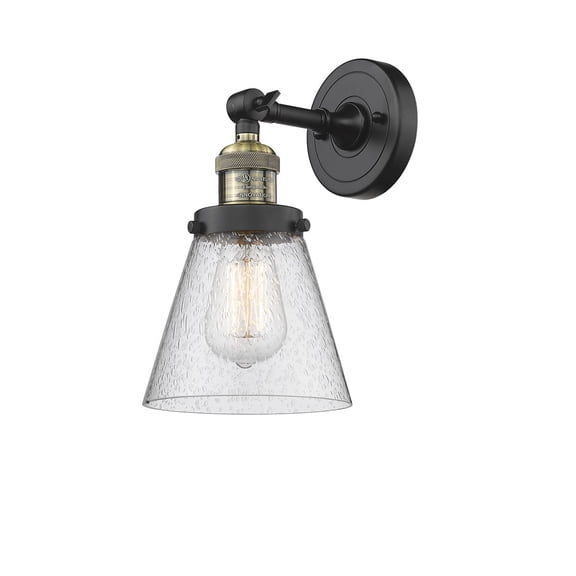 Innovations 203-BAB-G64-LED Small Cone 1 Light Sconce part of the Franklin Restoration Collection, Black Antique Brass